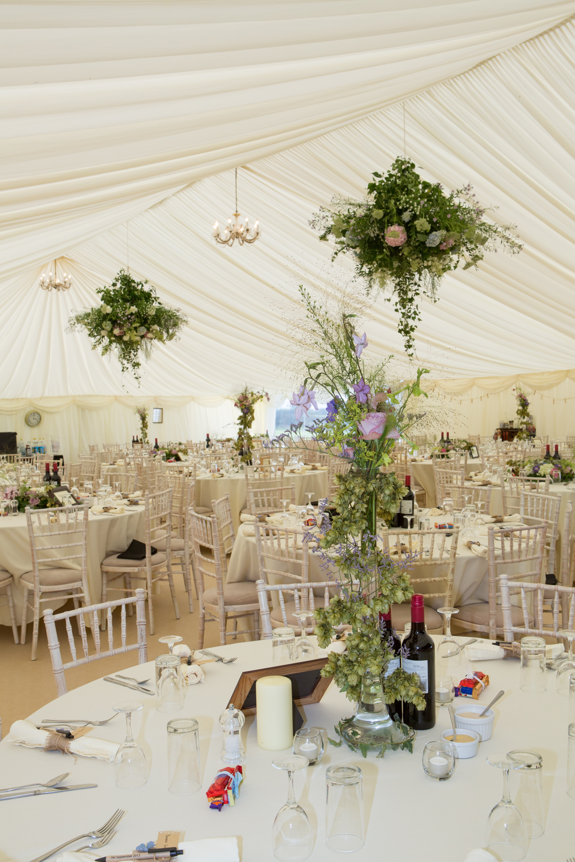 Tents marquee inside table and chairs